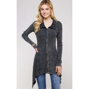 NWOT Urban X Mineral Washed Long Sleeve Thermal Tunic Outerwear Navy Medium